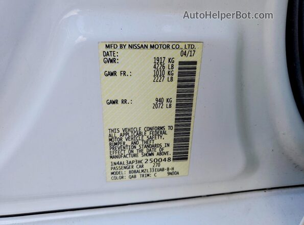 1N4AL3AP3HC250048 2017 NISSAN ALTIMA White Вид підкапотного простору