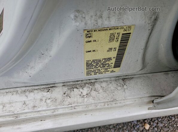 1N4AL3AP3HC250065 2017 NISSAN ALTIMA White Vista de la etiqueta del VIN