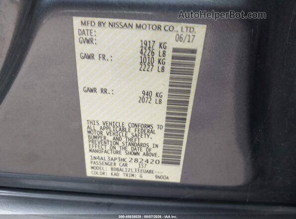 1N4AL3AP3HC282420 2017 NISSAN ALTIMA Gray Շարժիչի բաժամունքի տեսք