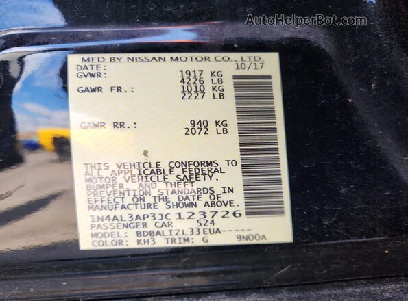 1N4AL3AP3JC123726 2018 NISSAN ALTIMA Black Vista del compartimento del motor