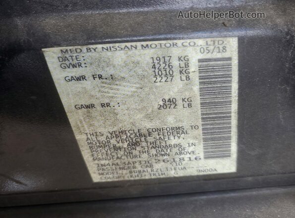 1N4AL3AP3JC261816 2018 NISSAN ALTIMA Черный Вид подкапотного пространства