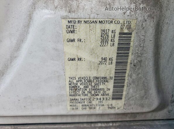 1N4AL3AP3JC294332 2018 NISSAN ALTIMA White Engine compartment view