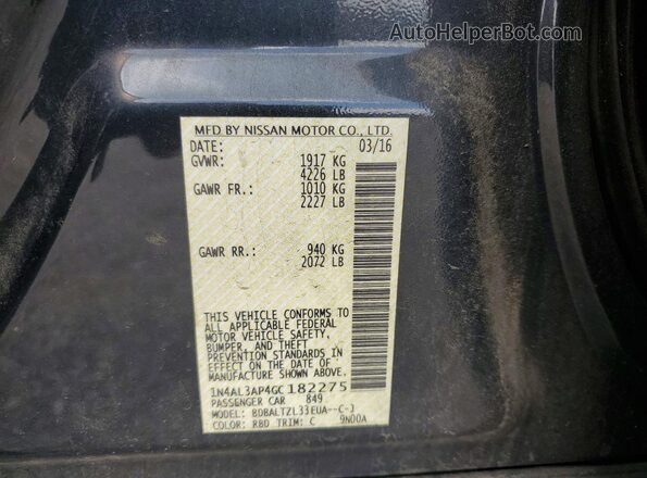1N4AL3AP4GC182275 2016 NISSAN ALTIMA Черный Вид подкапотного пространства