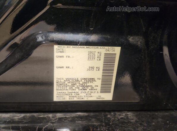 1N4AL3AP4GC207921 2016 NISSAN ALTIMA Black 