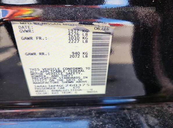 1N4AL3AP4GC260375 2016 NISSAN ALTIMA Black Engine compartment view
