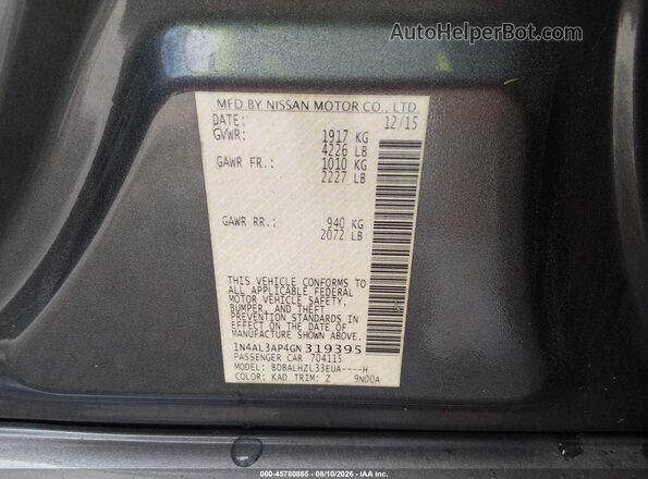 1N4AL3AP4GN319395 2016 NISSAN ALTIMA Gray Widok komory silnika