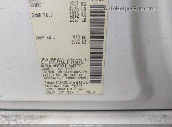 1N4AL3AP4GN359010 2016 NISSAN ALTIMA White ძრავის განყოფილების ხედი