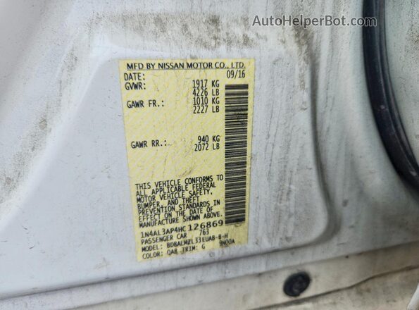1N4AL3AP4HC126869 2017 NISSAN ALTIMA White 