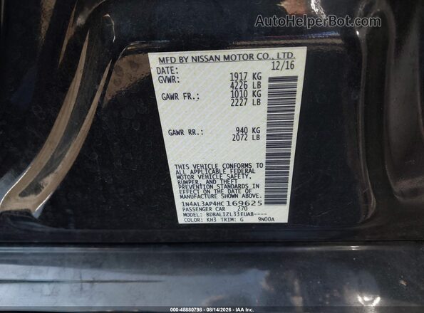 1N4AL3AP4HC169625 2017 NISSAN ALTIMA Black Widok komory silnika