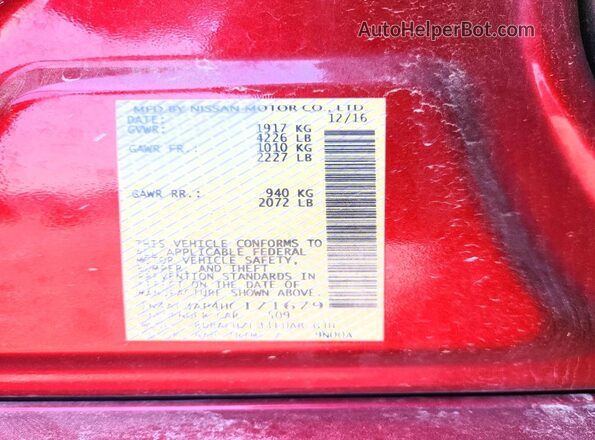 1N4AL3AP4HC171679 2017 NISSAN ALTIMA Red ძრავის განყოფილების ხედი