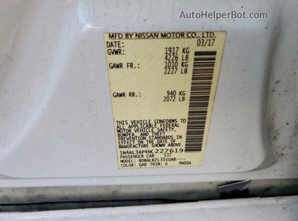 1N4AL3AP4HC227619 2017 NISSAN ALTIMA White Engine compartment view
