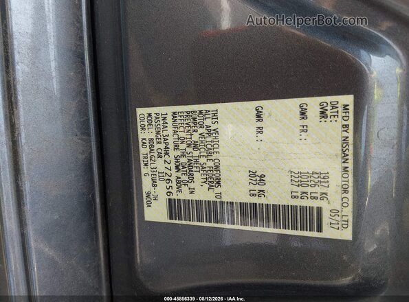 1N4AL3AP4HC272656 2017 NISSAN ALTIMA Серый Вид подкапотного пространства