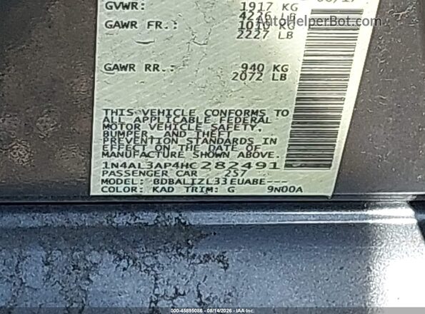1N4AL3AP4HC282491 2017 NISSAN ALTIMA Gray Engine compartment view