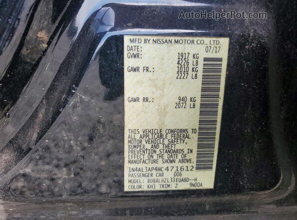 1N4AL3AP4HC471612 2017 NISSAN ALTIMA Black Vista del compartimento del motor