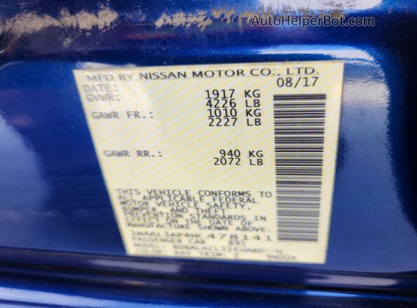 1N4AL3AP4HC478141 2017 NISSAN ALTIMA Blue Vista del compartimento del motor