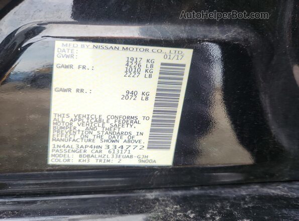 1N4AL3AP4HN334772 2017 NISSAN ALTIMA Black Շարժիչի բաժամունքի տեսք