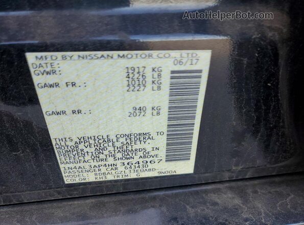 1N4AL3AP4HN364967 2017 NISSAN ALTIMA Black Engine compartment view