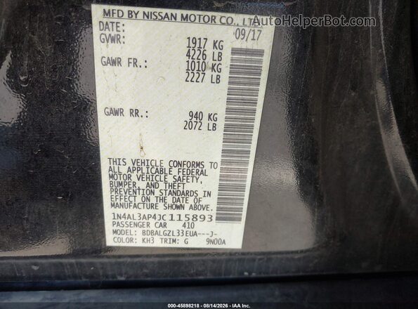 1N4AL3AP4JC115893 2018 NISSAN ALTIMA Black Engine compartment view