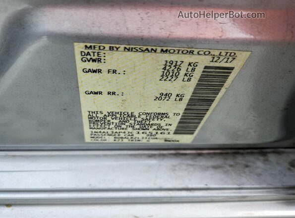 1N4AL3AP4JC165161 2018 NISSAN ALTIMA Silver Շարժիչի բաժամունքի տեսք