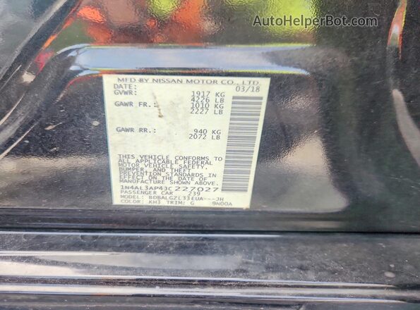 1N4AL3AP4JC227027 2018 NISSAN ALTIMA Black Շարժիչի բաժամունքի տեսք