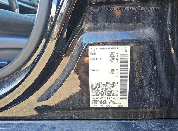 1N4AL3AP5GC182415 2016 NISSAN ALTIMA Черный Вид наклейки с VIN-кодом