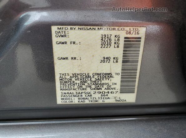 1N4AL3AP5GC290467 2016 NISSAN ALTIMA Charcoal Widok komory silnika