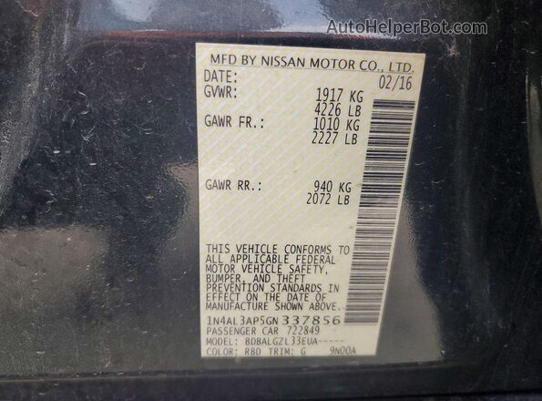 1N4AL3AP5GN337856 2016 NISSAN ALTIMA Black Vista del compartimento del motor