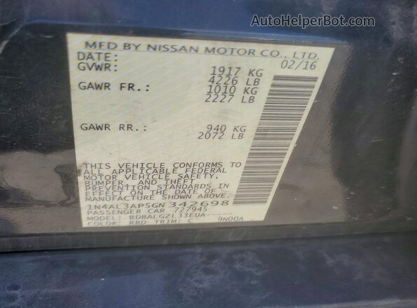 1N4AL3AP5GN342698 2016 NISSAN ALTIMA Black Вид підкапотного простору