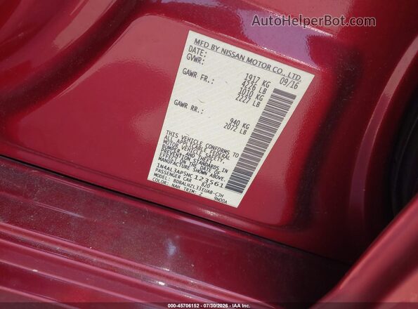1N4AL3AP5HC123561 2017 NISSAN ALTIMA Red Շարժիչի բաժամունքի տեսք