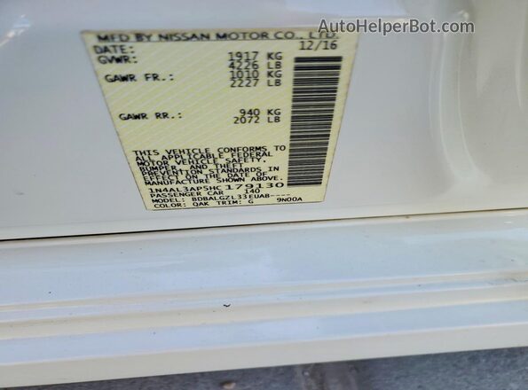 1N4AL3AP5HC179130 2017 NISSAN ALTIMA Белый Вид подкапотного пространства