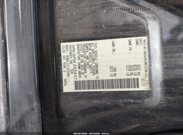 1N4AL3AP5HC202437 2017 NISSAN ALTIMA Black Engine compartment view