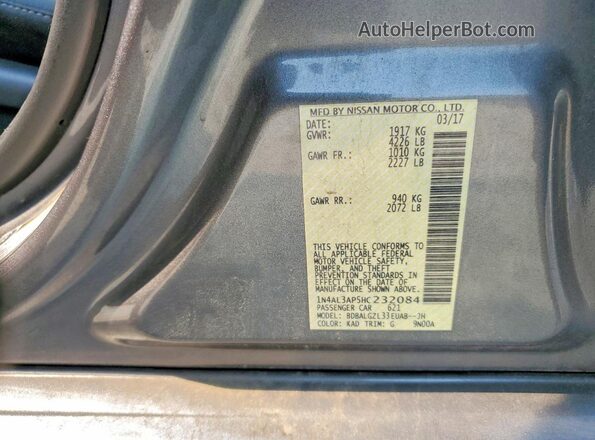 1N4AL3AP5HC232084 2017 NISSAN ALTIMA Gray ძრავის განყოფილების ხედი
