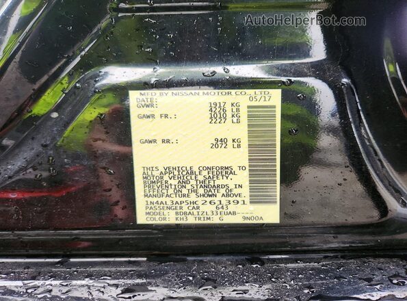 1N4AL3AP5HC261391 2017 NISSAN ALTIMA Black Widok naklejki z numerem VIN