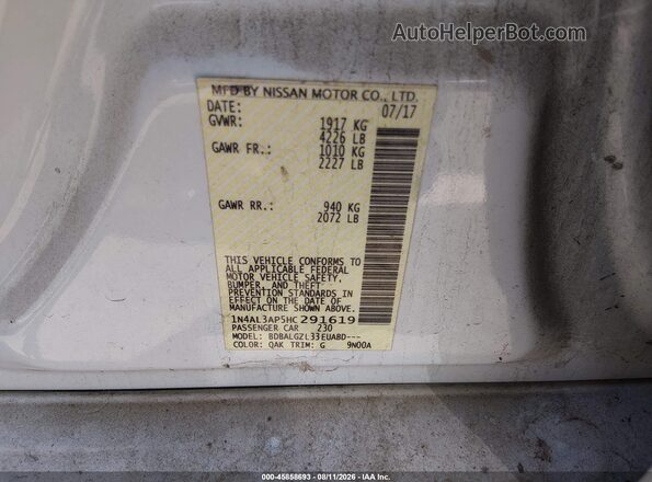 1N4AL3AP5HC291619 2017 NISSAN ALTIMA White Вид підкапотного простору