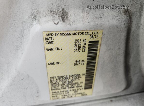1N4AL3AP5HC496857 2017 NISSAN ALTIMA White ძრავის განყოფილების ხედი