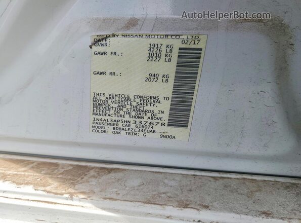 1N4AL3AP5HN337678 2017 NISSAN ALTIMA White ძრავის განყოფილების ხედი