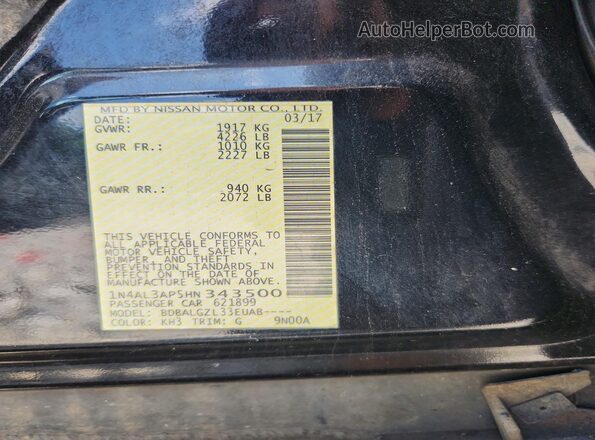 1N4AL3AP5HN343500 2017 NISSAN ALTIMA Черный Вид подкапотного пространства