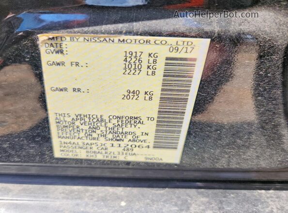 1N4AL3AP5JC112064 2018 NISSAN ALTIMA Black Vista del compartimento del motor