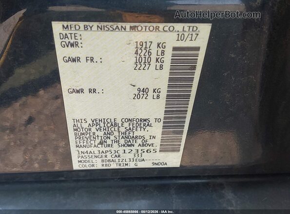 1N4AL3AP5JC123565 2018 NISSAN ALTIMA Black Widok komory silnika