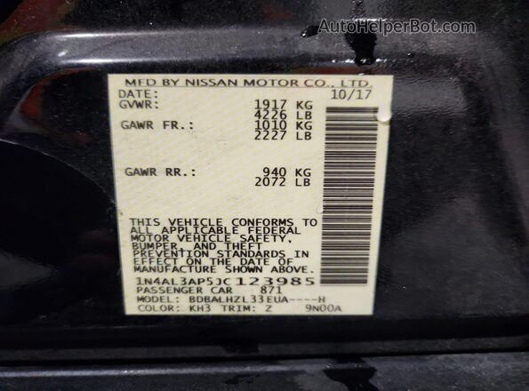 1N4AL3AP5JC123985 2018 NISSAN ALTIMA Black Engine compartment view