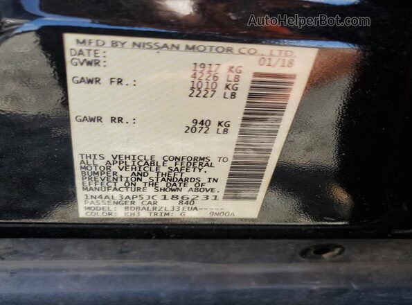 1N4AL3AP5JC186231 2018 NISSAN ALTIMA Gray ძრავის განყოფილების ხედი