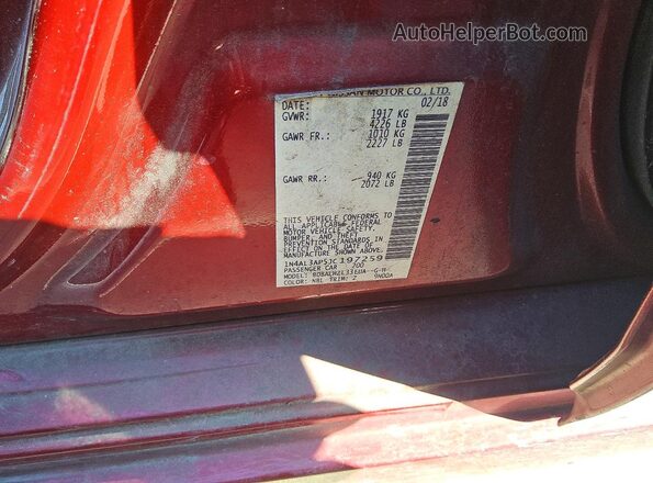 1N4AL3AP5JC197259 2018 NISSAN ALTIMA Красный Вид подкапотного пространства