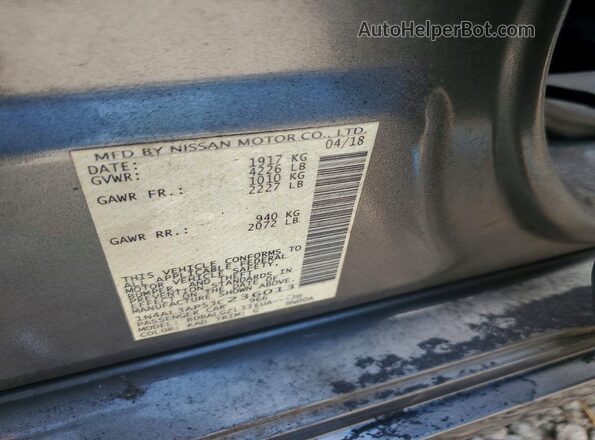 1N4AL3AP5JC236013 2018 NISSAN ALTIMA Gray VIN կոդի պիտակի տեսք