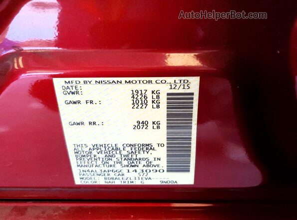 1N4AL3AP6GC143090 2016 NISSAN ALTIMA Red 