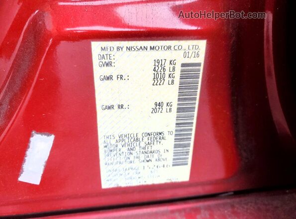 1N4AL3AP6GC152646 2016 NISSAN ALTIMA Red Շարժիչի բաժամունքի տեսք