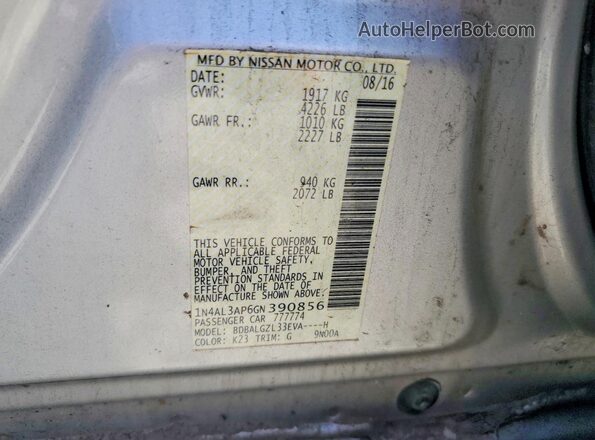 1N4AL3AP6GN390856 2016 NISSAN ALTIMA Silver ძრავის განყოფილების ხედი