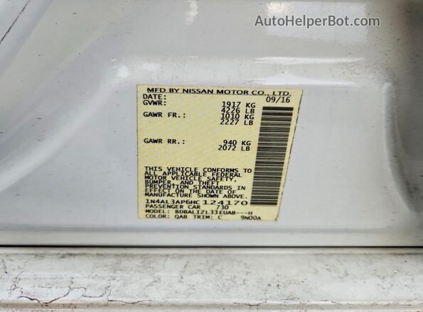 1N4AL3AP6HC124170 2017 NISSAN ALTIMA White Շարժիչի բաժամունքի տեսք