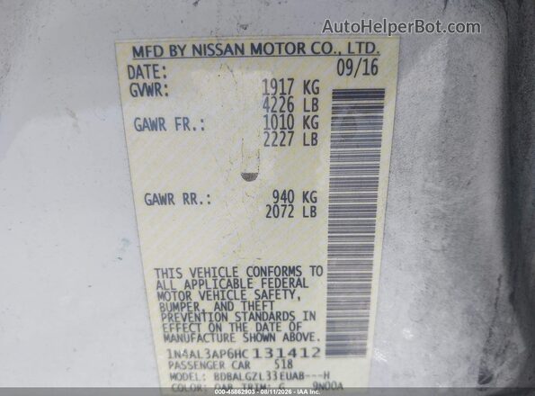 1N4AL3AP6HC131412 2017 NISSAN ALTIMA White Widok komory silnika