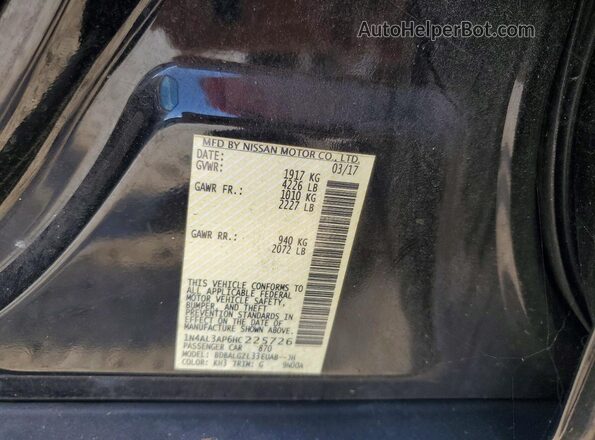 1N4AL3AP6HC225726 2017 NISSAN ALTIMA Black VIN კოდის სტიკერის ხედი