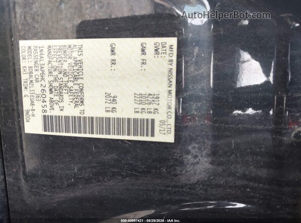 1N4AL3AP6HC260458 2017 NISSAN ALTIMA Black ძრავის განყოფილების ხედი